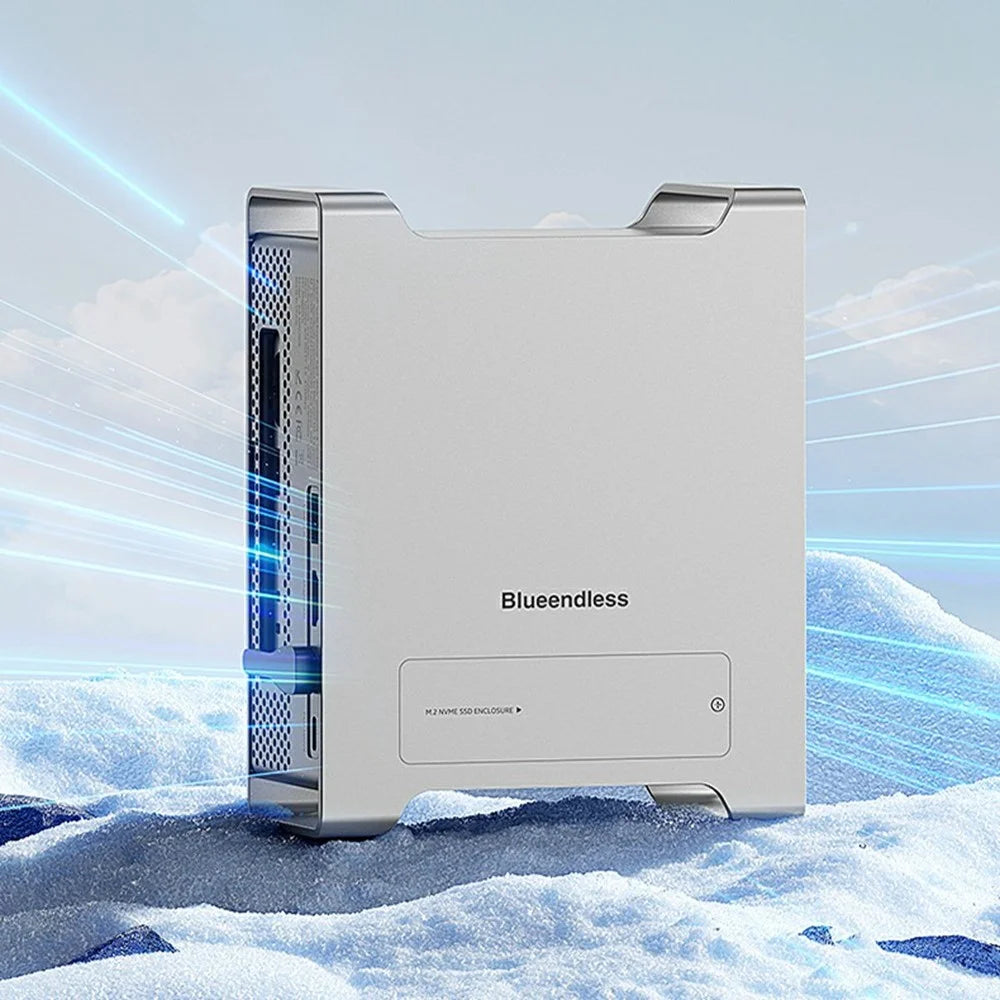 BLUEENDLESS MAC909 9 in 1 Type-C Hub, 4K 60Hz HD USB TF SD Card PD 100W SSD Enclosure Docking Station - Silver Grey - 6