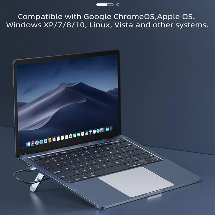 TC66 6-in-1 Laptop Stand Docking Station USB-C Hub Fast Charging Laptop Riser Folding Tablet Bracket for MacBook Pro - Silver - 5
