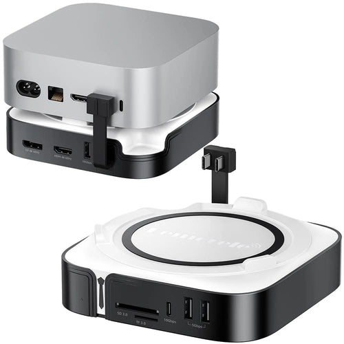 LEMORELE TC800 9-in-1 USB-C Hub for Mac Mini M4  /  M4 Pro USB TF SD Card 10Gbps M.2 NVMe SSD Slot Dual 4K 60Hz Expansion Dock - Black - 1