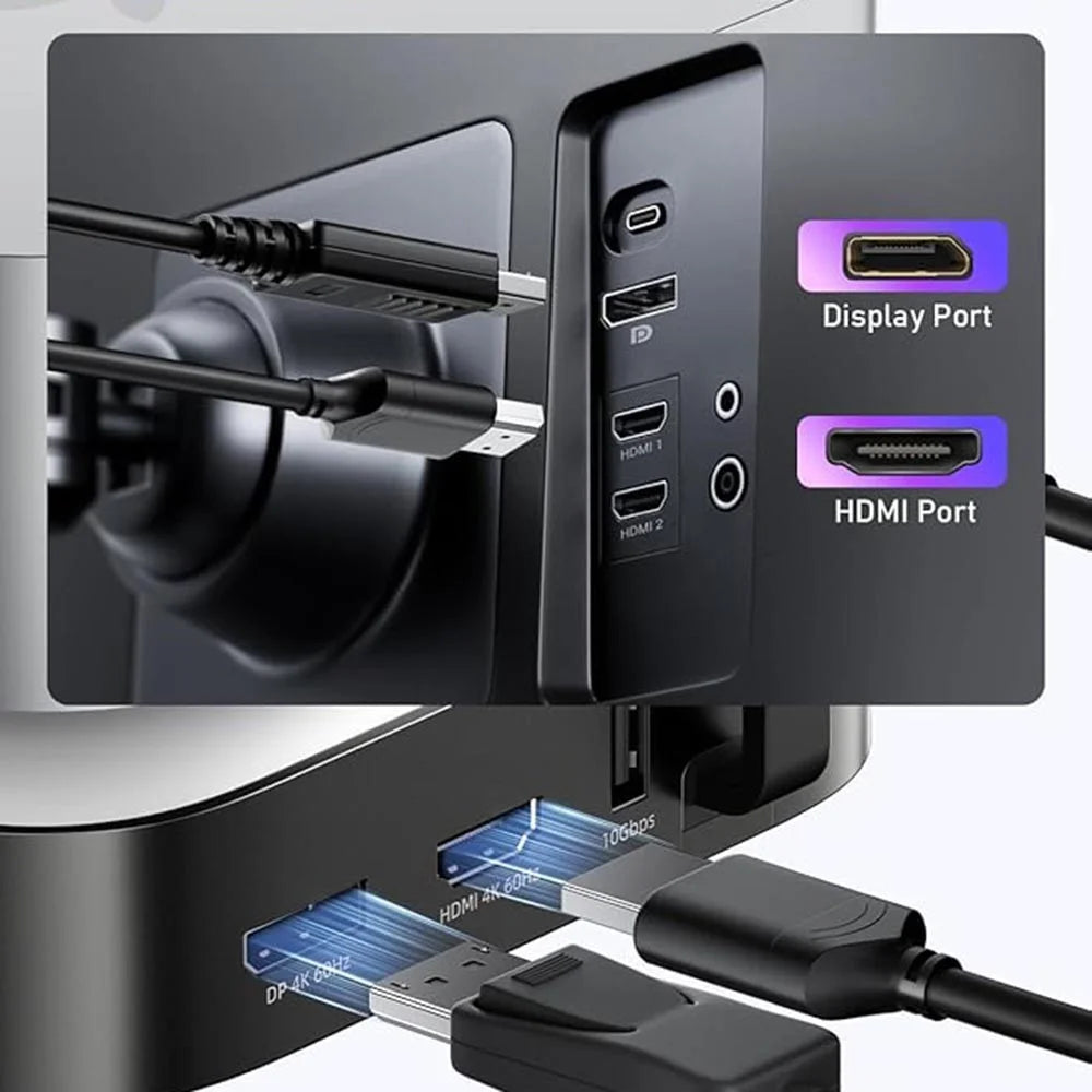 LEMORELE TC800 9-in-1 USB-C Hub for Mac Mini M4  /  M4 Pro USB TF SD Card 10Gbps M.2 NVMe SSD Slot Dual 4K 60Hz Expansion Dock - Black - 6