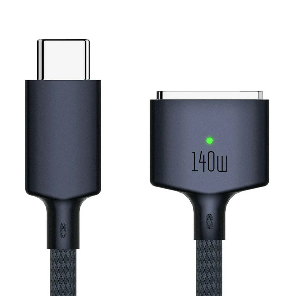 D039 2m USB-C to Compatible with MagSafe 3 Nylon Braided 140W PD Fast Charging Cable for MacBook Pro 16 Inch - Midnight Blue - 1