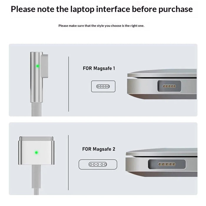 D036 1.8m USB-C Male to Compatible with MagSafe 2 Charging Cable 100W PD Fast Charging Cord for MacBook Air  /  Pro 2012-2016 - White  /  Silver - 6