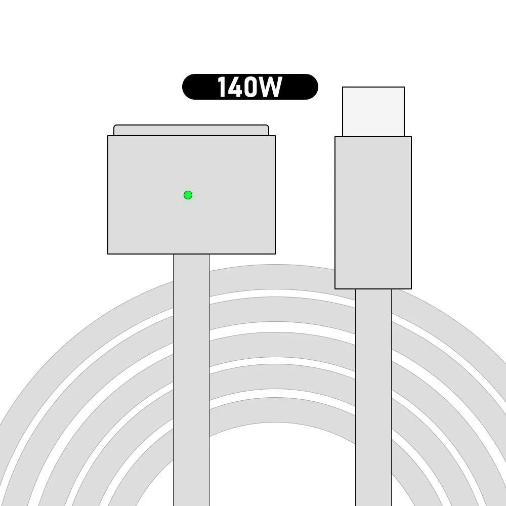 D038 2m USB-C to Compatible with MagSafe 3 Charging Cable 140W PD Fast Charging Cord for MacBook Pro 14  /  16 Inch  /  Air M2  /  M3 - Silver - 2