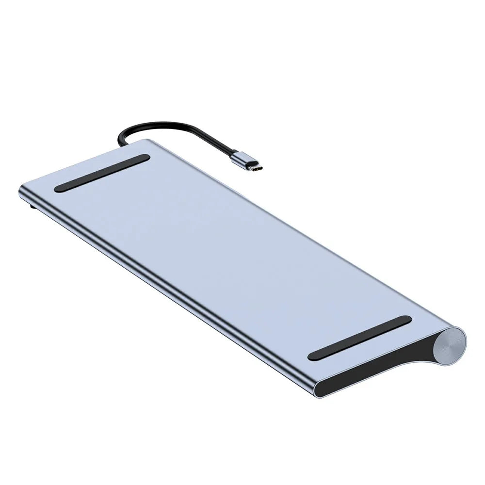 2003U2 12-in-1 Type-C Docking Station Dual HD 4K Multi-Display Hub Laptop Stand Design - Grey - 3