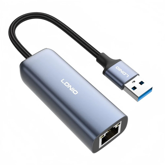 LDNIO RJ-01U USB-A to Gigabit Ethernet Adapter 1000Mbps USB to RJ45 LAN Wired Network Converter for Laptop Desktop - Grey - 1