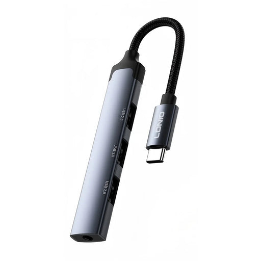 LDNIO DS-104C USB-C Hub Adapter 3 USB 2.0 Port+3.5mm Audio Interface 4-in-1 Expansion Dock for Laptop Tablet - Grey - 1