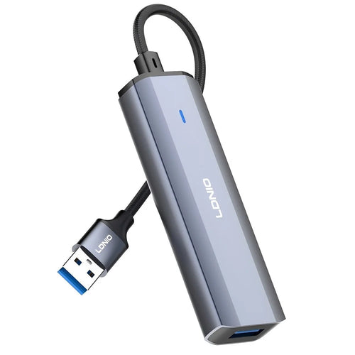 LDNIO DS-114U USB-A to 4xUSB3.0 Hub Adapter 5Gbps High Speed Aluminum Alloy Docking Station for Laptop PC - Grey - 1