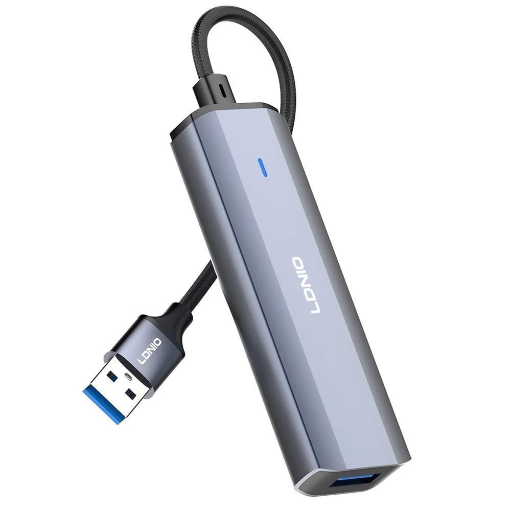 LDNIO DS-114U USB-A to 4xUSB3.0 Hub Adapter 5Gbps High Speed Aluminum Alloy Docking Station for Laptop PC - Grey - 1