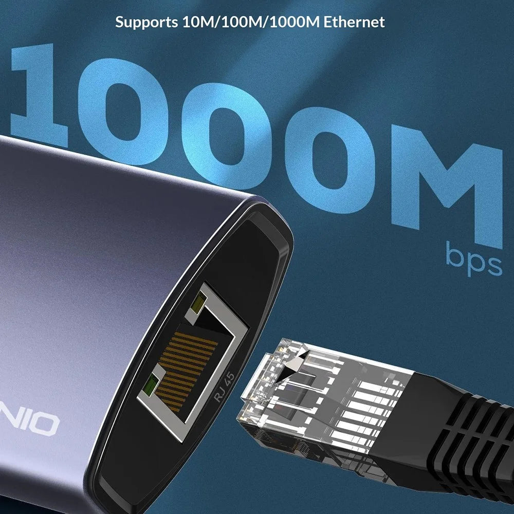 LDNIO DS-124C USB-C Hub 4-in-1 Docking Station Type-C to 3xUSB 3.0+RJ45 Gigabit Ethernet Adapter for Laptop - 5