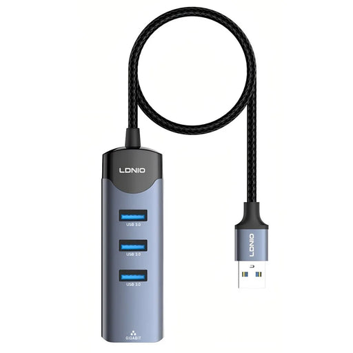LDNIO DS-134U USB-A to 4-Port USB 3.0 Hub with 1.2m Cable 5Gbps High Speed Data Transfer Adapter - Grey - 1