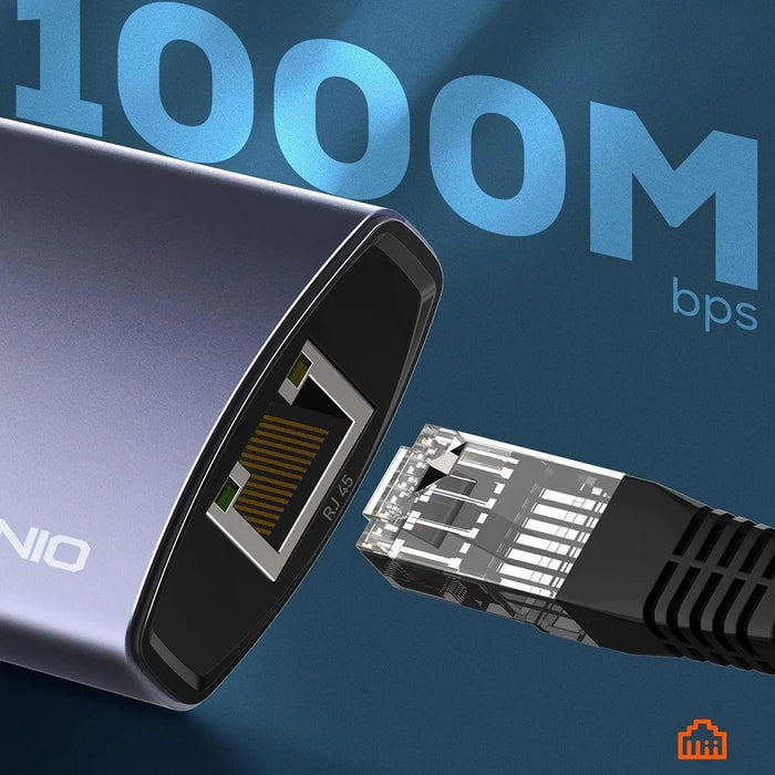 LDNIO DS-144U USB-A to 3-Port USB3.0 RJ45 Gigabit Ethernet Adapter Hub with 1.2m Cable - Grey - 6