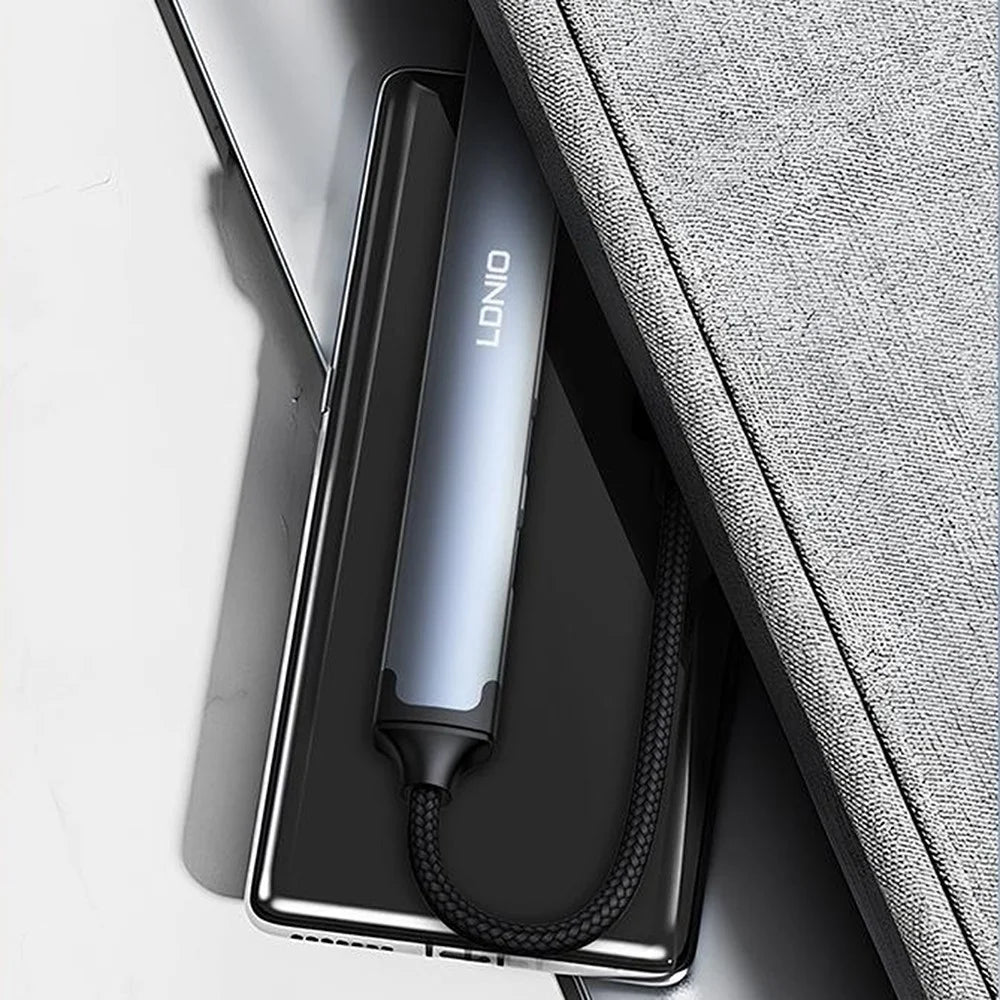 LDNIO DS-144C 4 in 1 USB-C Hub 3 USB3.0 Ports + RJ45 Gigabit Ethernet Adapter for Laptop - Grey - 5