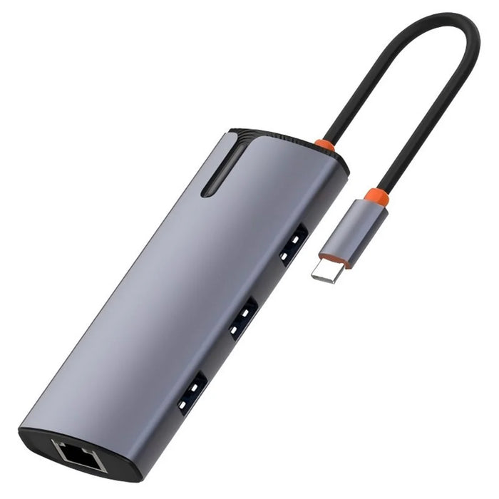 LDNIO DS-16U USB-C Hub 6 in 1 Docking Station with PD 100W Fast Charging Gigabit Ethernet 4x USB Ports - Grey - 1