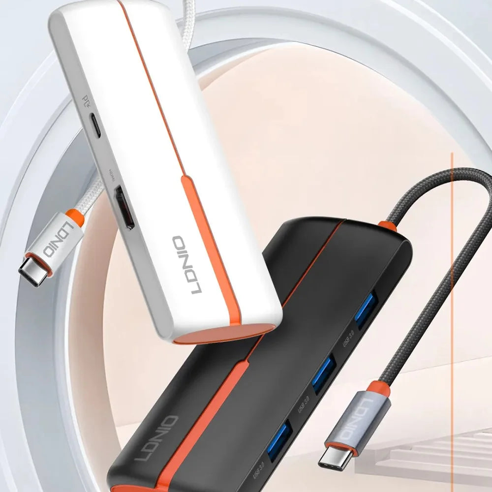 LDNIO DS-25H Type-C Hub 5 in 1 HD 4K 30Hz PD 100W Fast Charging 3 USB3.0 Splitter Adapter - Black - 3