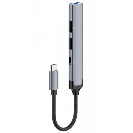 LDNIO DS-34C USB-C Hub 4 in 1 Adapter Type-C to USB3.0 5Gbps + 2 USB2.0 + Type-C Splitter for Laptop Tablet - Grey - 1