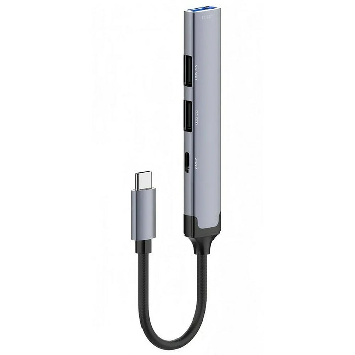 LDNIO DS-34C USB-C Hub 4 in 1 Adapter Type-C to USB3.0 5Gbps + 2 USB2.0 + Type-C Splitter for Laptop Tablet - Grey - 1