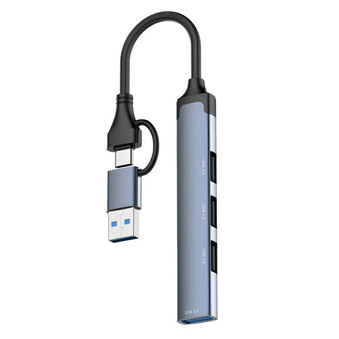 LDNIO DS-64U 4 in 1 USB Hub Type-C / USB-A to USB 3.0+ 3 USB 2.0 Output Adapter for Laptop Desktop - Grey - 1