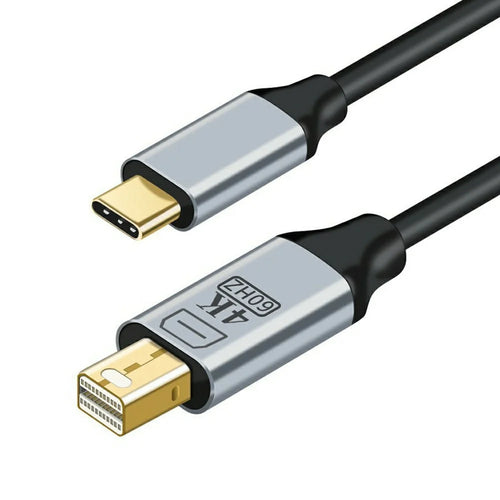 MD021 1.8m Type-C to Mini DP Cable 4K@60Hz DP1.4 Standard Video Adapter Cord for MacBook iPad Android - Black - 1