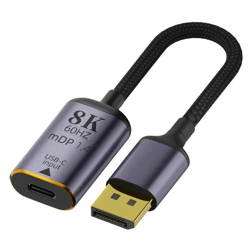 DP020 USB-C Female to DisplayPort 1.4 Male Adapter 8K / 60Hz Video Converter Cable for MacBook Laptop Monitor - 1