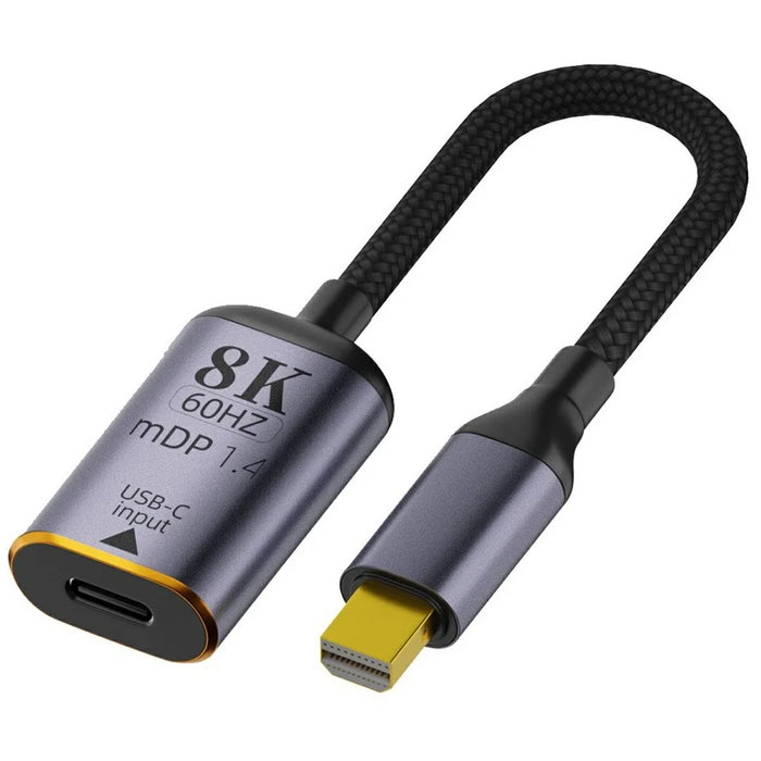MD019 USB-C Female to Mini DP Male Adapter 8K / 60Hz Video Converter Cable for MacBook Laptop Monitor - 1