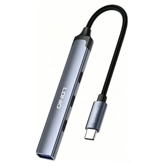 LDNIO DS-74C 4 in 1 USB-C Hub USB 3.0 + 3x Type-C 2.0 Adapter for Laptop Tablet Phone - Grey - 1