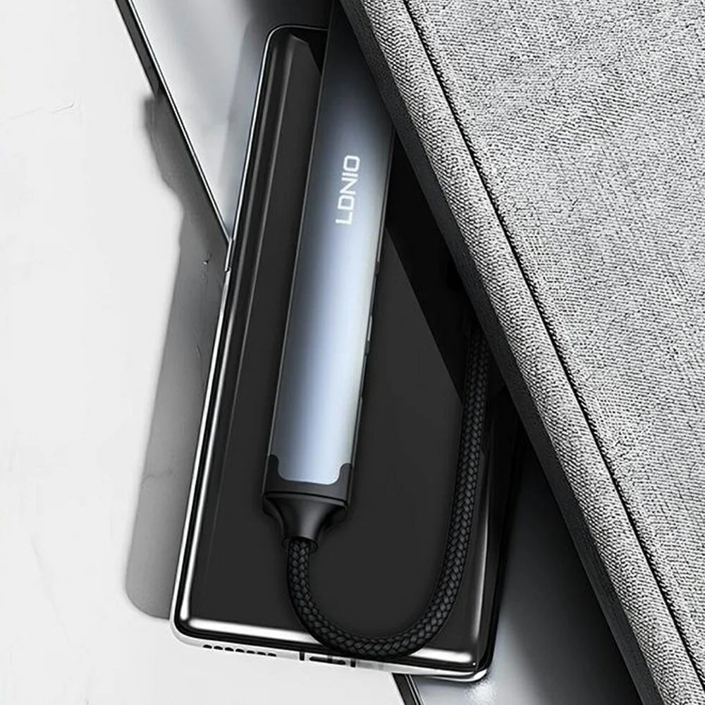 LDNIO DS-87U 7 in 1 USB-A Hub Aluminum Alloy USB 3.0 + 2x USB 2.0 + 4x Type-C 2.0 Splitter - Grey - 3
