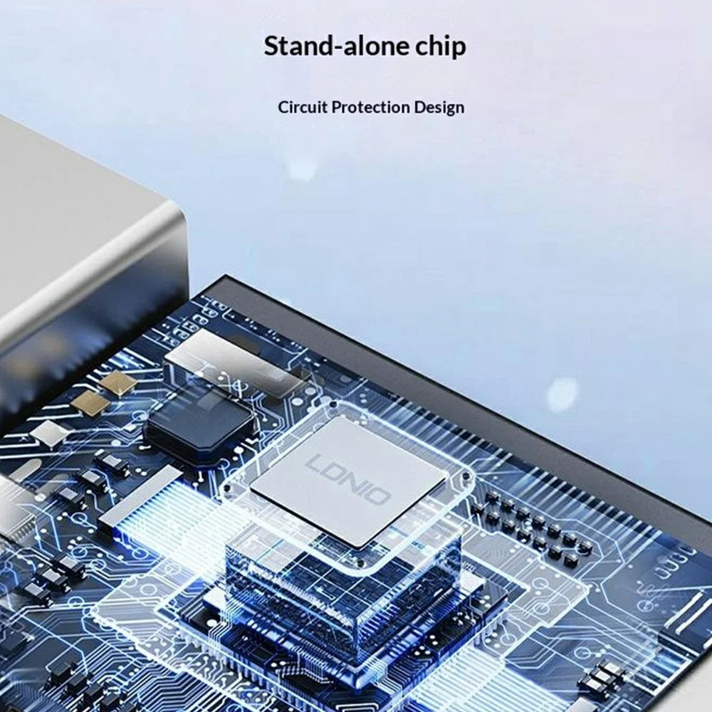 LDNIO DS-87U 7 in 1 USB-A Hub Aluminum Alloy USB 3.0 + 2x USB 2.0 + 4x Type-C 2.0 Splitter - Grey - 5