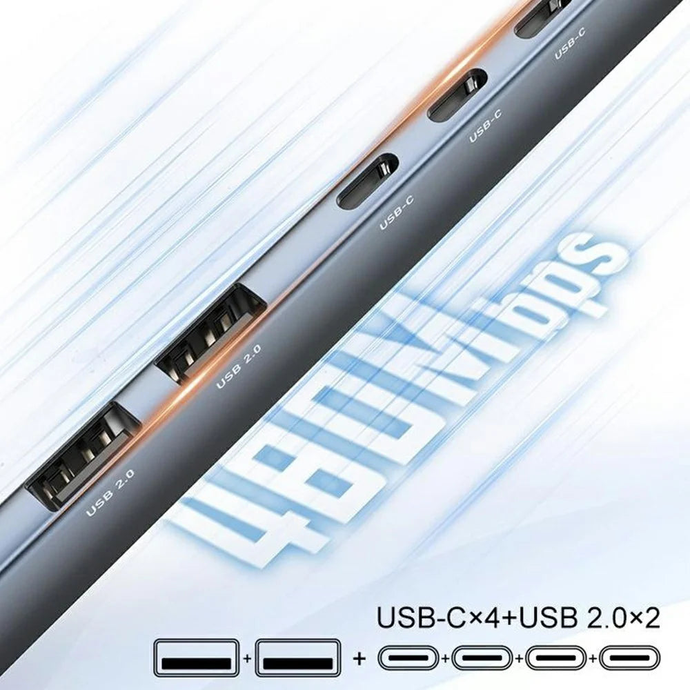 LDNIO DS-87C 7 in 1 USB-C Hub USB 3.0 + USB 2.0 Splitter Aluminum Alloy High Speed Data Transfer Adapter - Grey - 4