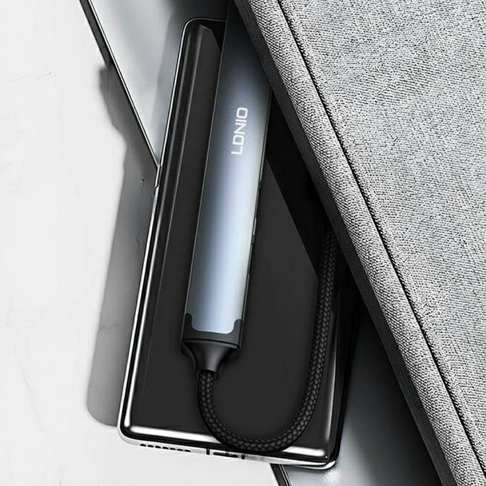 LDNIO DS-97C Aluminum Alloy Type-C Hub 7 in 1 USB-C to USB3.0 + 6x USB2.0 Splitter Adapter - Grey - 3