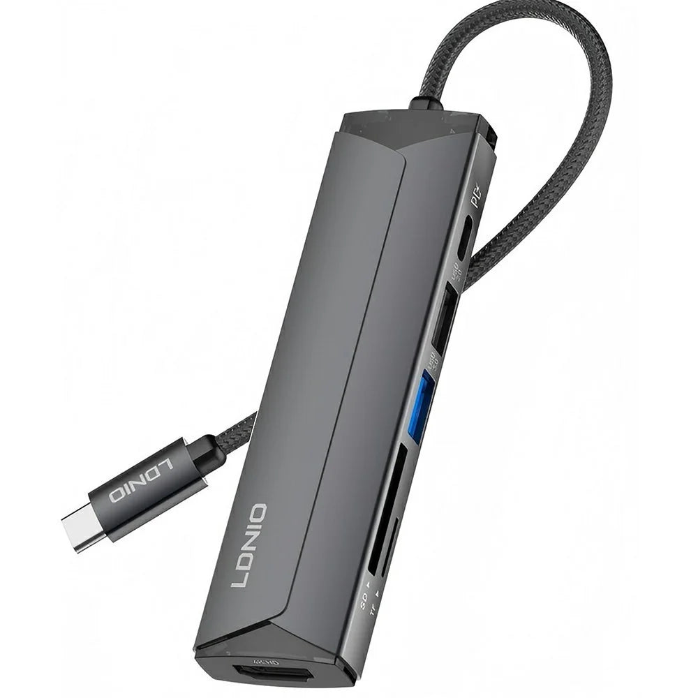 LDNIO DS-56H USB-C Hub 6 in 1 Docking Station 4K HD PD 100W Fast Charging USB 3.0 / 2.0 SD TF Card Reader - Grey - 1