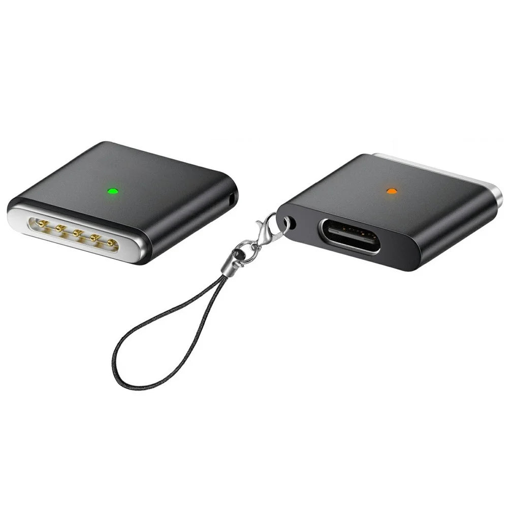 AP3-100T USB-C Female to Compatible with MagSafe 3 Male Magnetic Adapter 100W PD Fast Charging Converter for MacBook Pro  /  Air - Black - 1