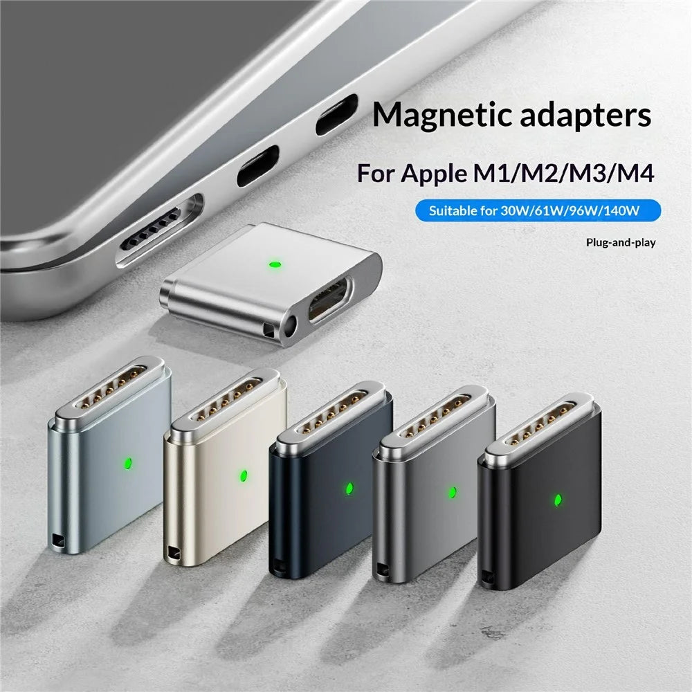 AP3-100T USB-C Female to Compatible with MagSafe 3 Male Magnetic Adapter 100W PD Fast Charging Converter for MacBook Pro  /  Air - Black - 2
