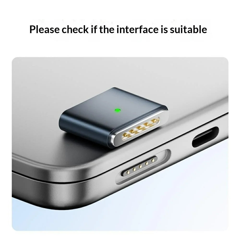 AP3-100T USB-C Female to Compatible with MagSafe 3 Male Magnetic Adapter 100W PD Fast Charging Converter for MacBook Pro  /  Air - Black - 3