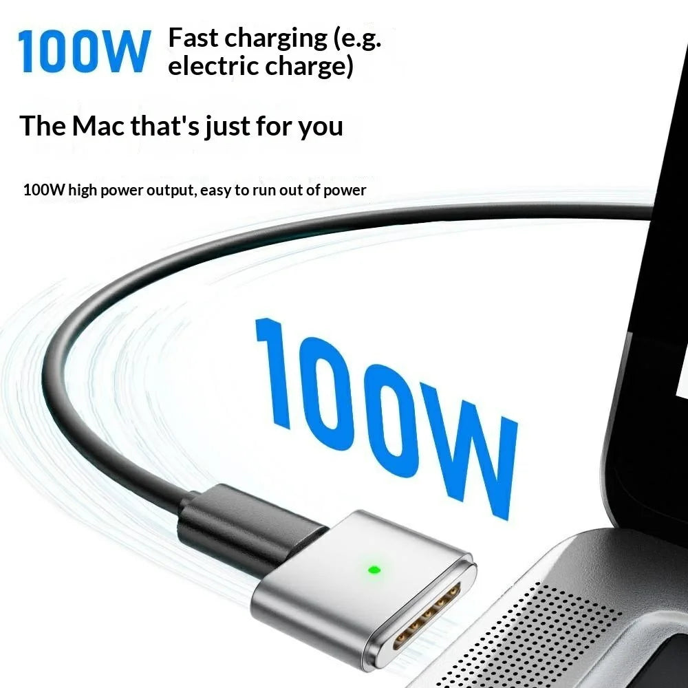 AP3-100T USB-C Female to Compatible with MagSafe 3 Male Magnetic Adapter 100W PD Fast Charging Converter for MacBook Pro  /  Air - Black - 4