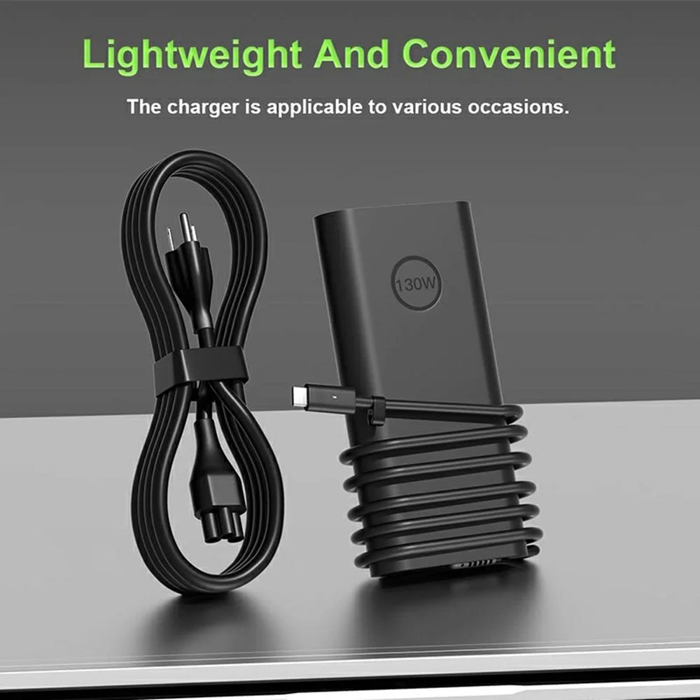 130W USB-C Power Adapter for Dell XPS 15 9500 / 9510 / XPS 17 9700 /  9720 Laptop Charger - EU Plug - 3
