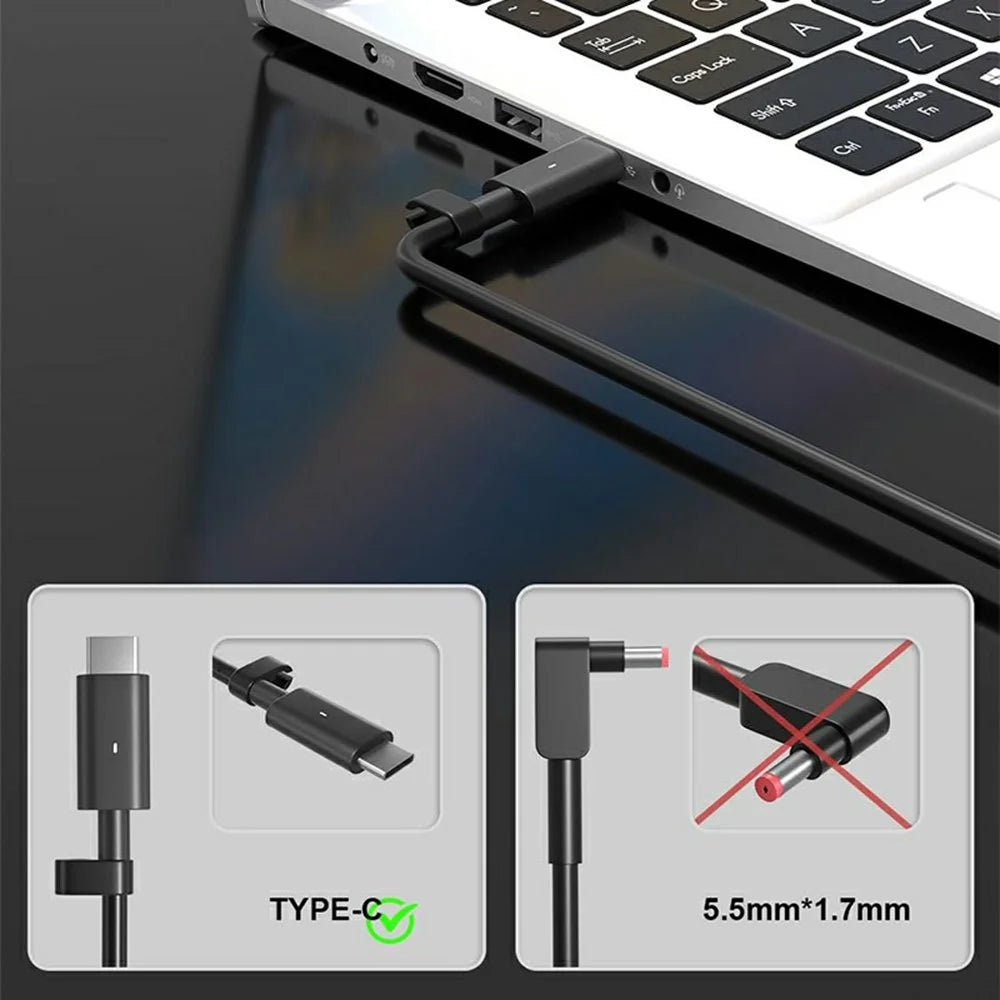 130W USB-C Power Adapter for Dell XPS 15 9500 / 9510 / XPS 17 9700 /  9720 Laptop Charger - EU Plug - 6