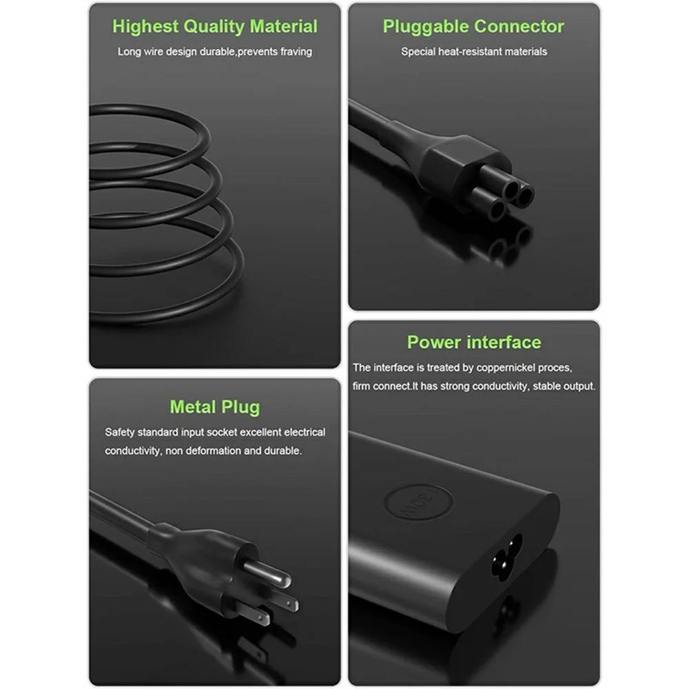 130W USB-C Power Adapter for Dell XPS 15 9500 / 9510 / XPS 17 9700 /  9720 Laptop Charger - EU Plug - 7