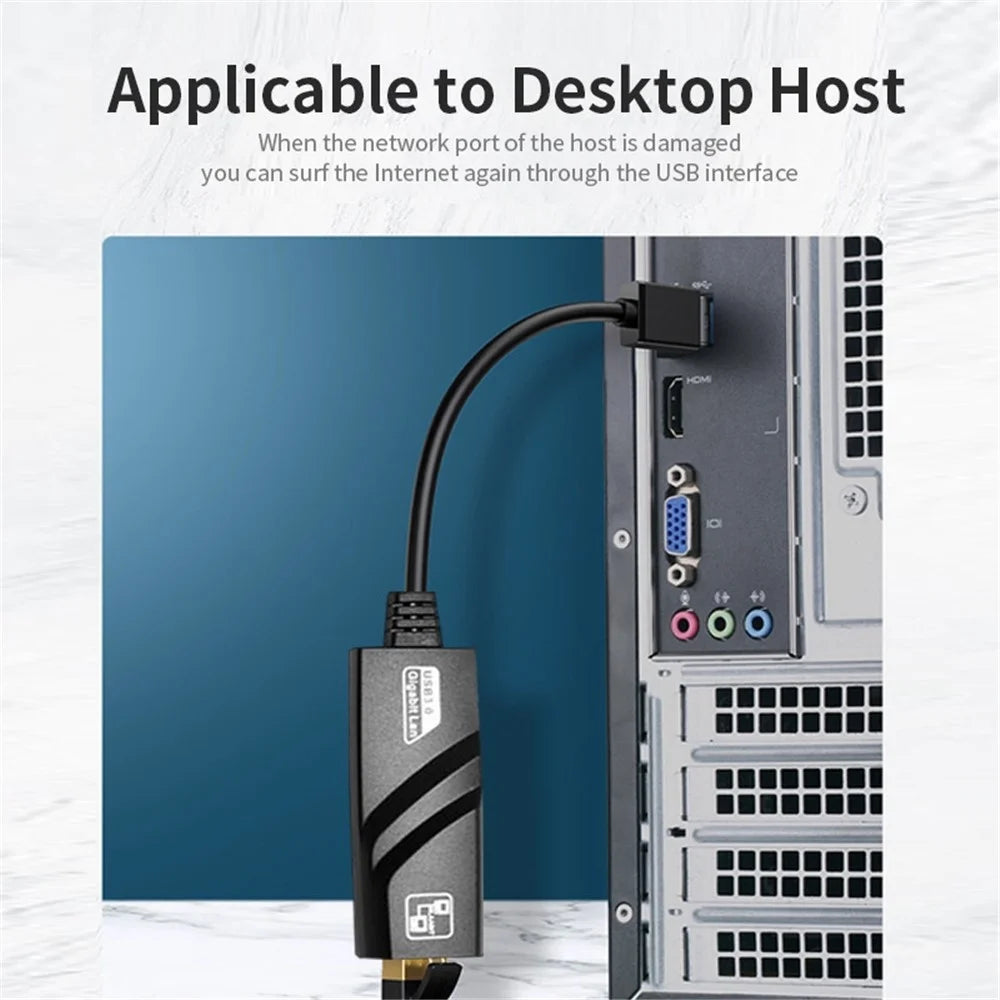 JUNSUNMAY USB 3.0 to RJ45 Converter 100Mbps Ethernet Adapter Laptop Computer Network Cable Connector - 4