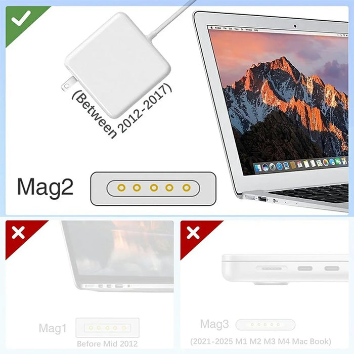 60W Mag2 T-Tip Power Adapter for Macbook Pro 13 inch with Retina Display (2015) A1502 / (2013) / (2012) A1425 - US Plug - 6