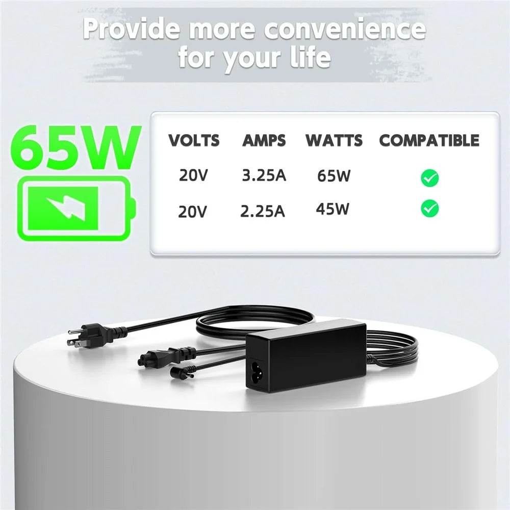 65W Laptop Charger 20V 3.25A for Lenovo IdeaPad 3 / IdeaPad 5 / Flex 5 Power Adapter 4.0x1.7mm - UK Plug - 2