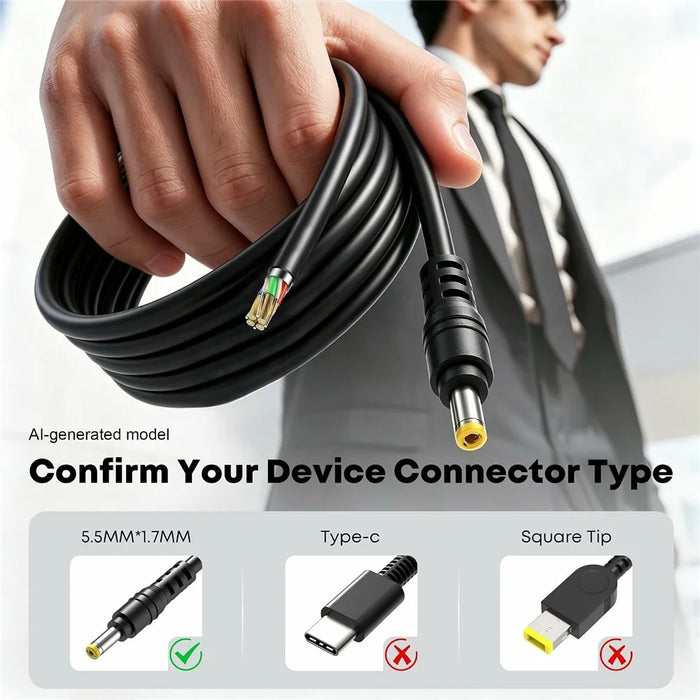 65W 19V 3.42A Laptop Charger for Acer Aspire E1 / E15 / V3 / V5 / V7 5.5x1.7mm Power Adapter - EU Plug - 3