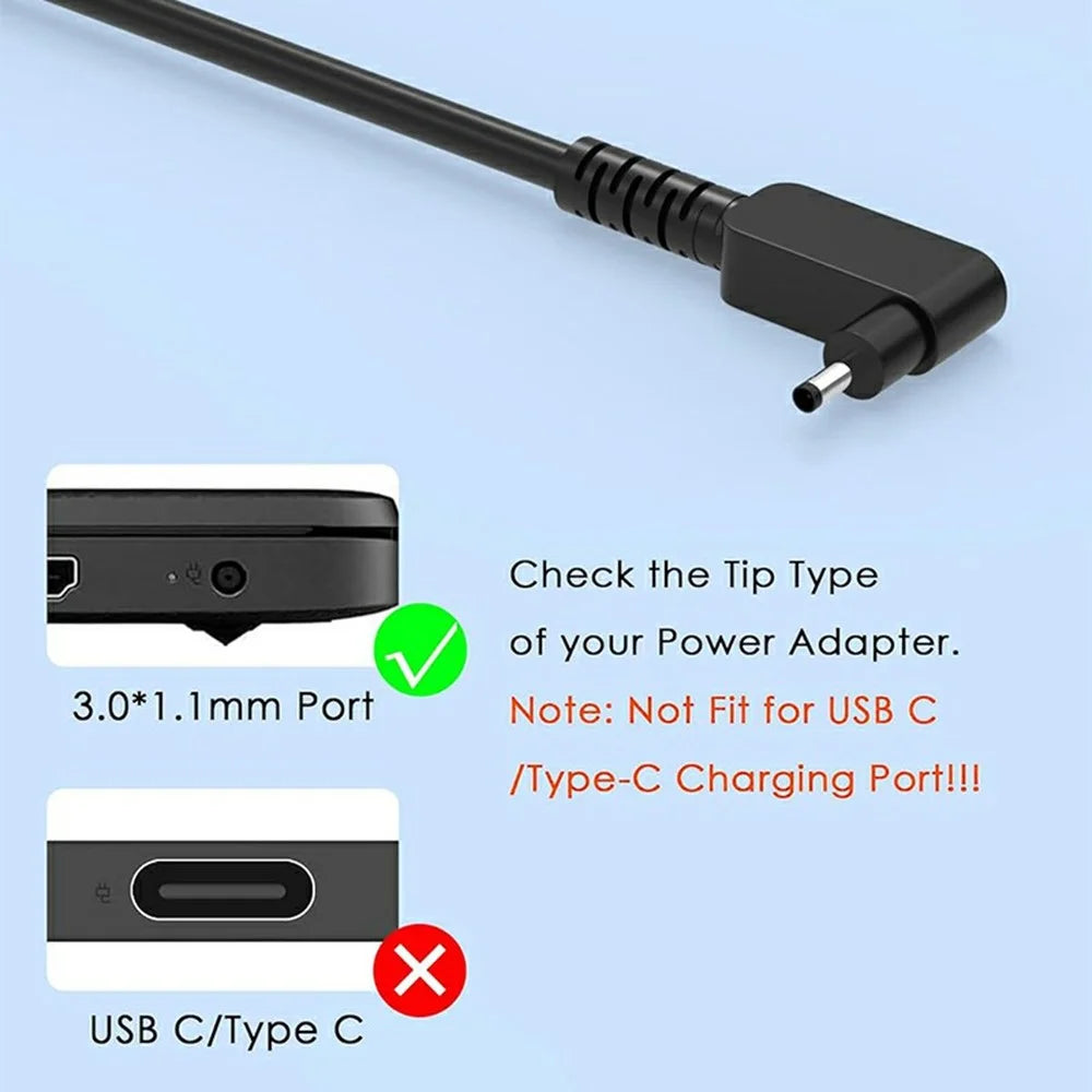 65W 19V 3.42A Laptop Charger Adapter for Acer Chromebook 14 / 15 / R11 / Aspire 1 - EU Plug - 6