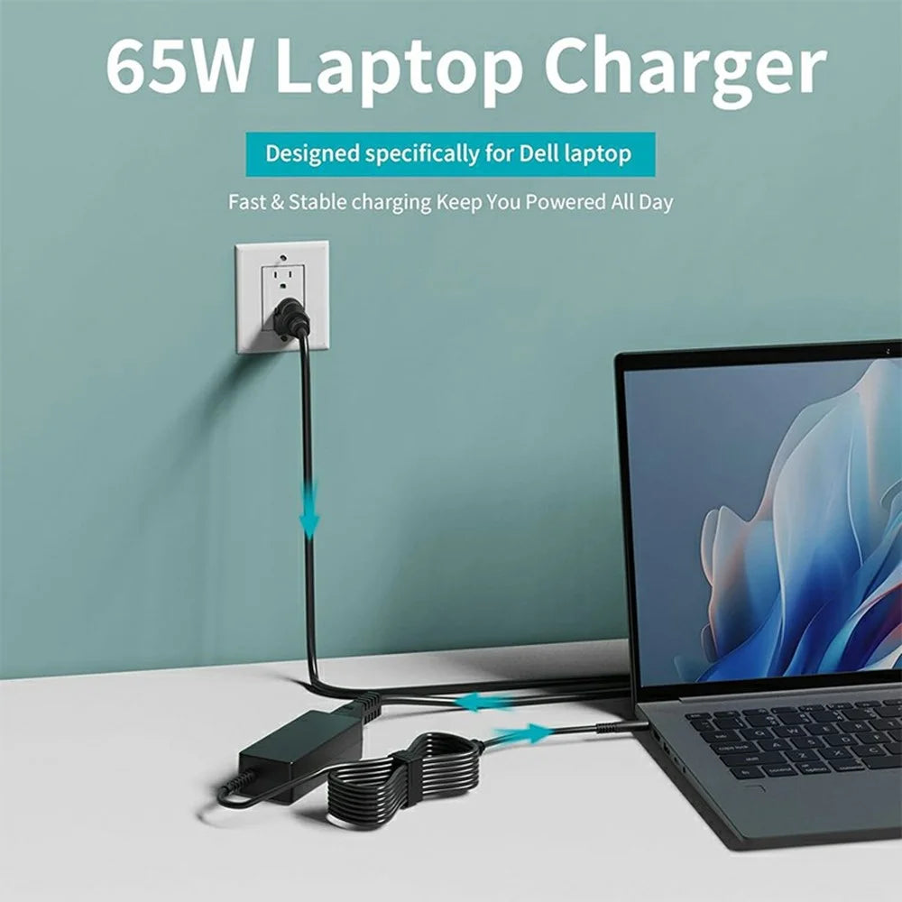 65W Laptop Charger 19.5V 3.34A 4.5x3.0mm Round Tip for Dell Inspiron 11 3147 / Inspiron 15 5555 / 5558 - US Plug - 2