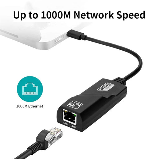 JUNSUNMAY USB 3.1 Type-C to RJ45 Gigabit Ethernet 1000Mbps Network Connector Laptop Adapter - 2