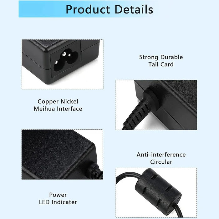 19V  /  6.32A 120W Power Adapter 5.5x2.5mm Laptop Charger Compatible with 5.5x2.1mm - US Plug - 2