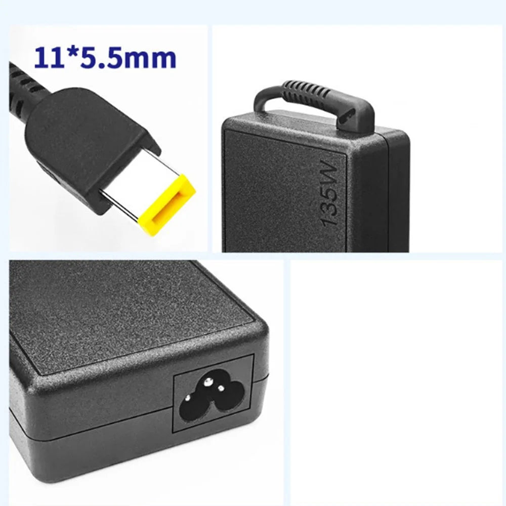 20V  /  6.75A 135W Laptop Power Adapter 11x5.5mm Square Port Charger for Lenovo Y50-70  /  Legion R720  /  Y700 - US Plug - 4