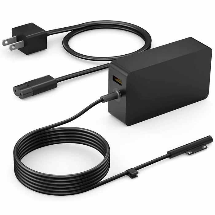 65W Laptop Charger for Microsoft Surface Pro 11  /  10  /  9  /  8  /  7 15V  /  4A Power Adapter with 5V  /  1A USB Port - US Plug - 1