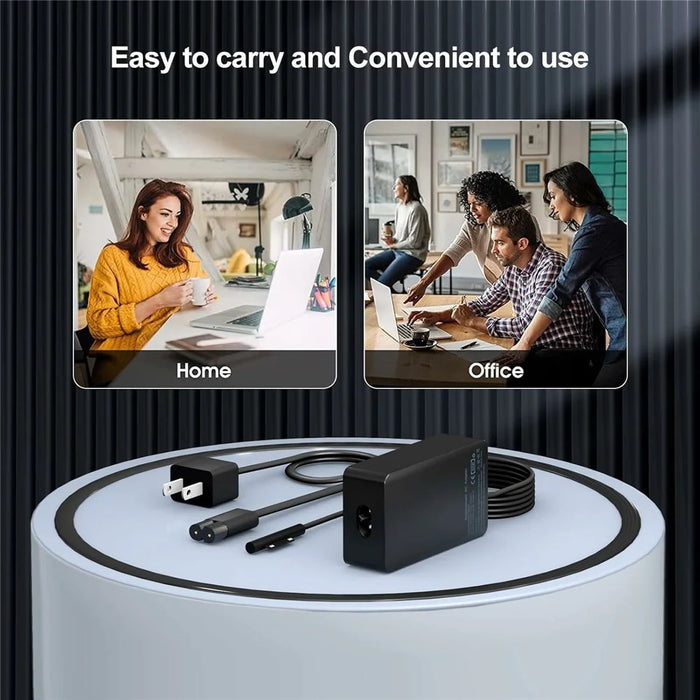 65W Laptop Charger for Microsoft Surface Pro 11  /  10  /  9  /  8  /  7 15V  /  4A Power Adapter with 5V  /  1A USB Port - US Plug - 4