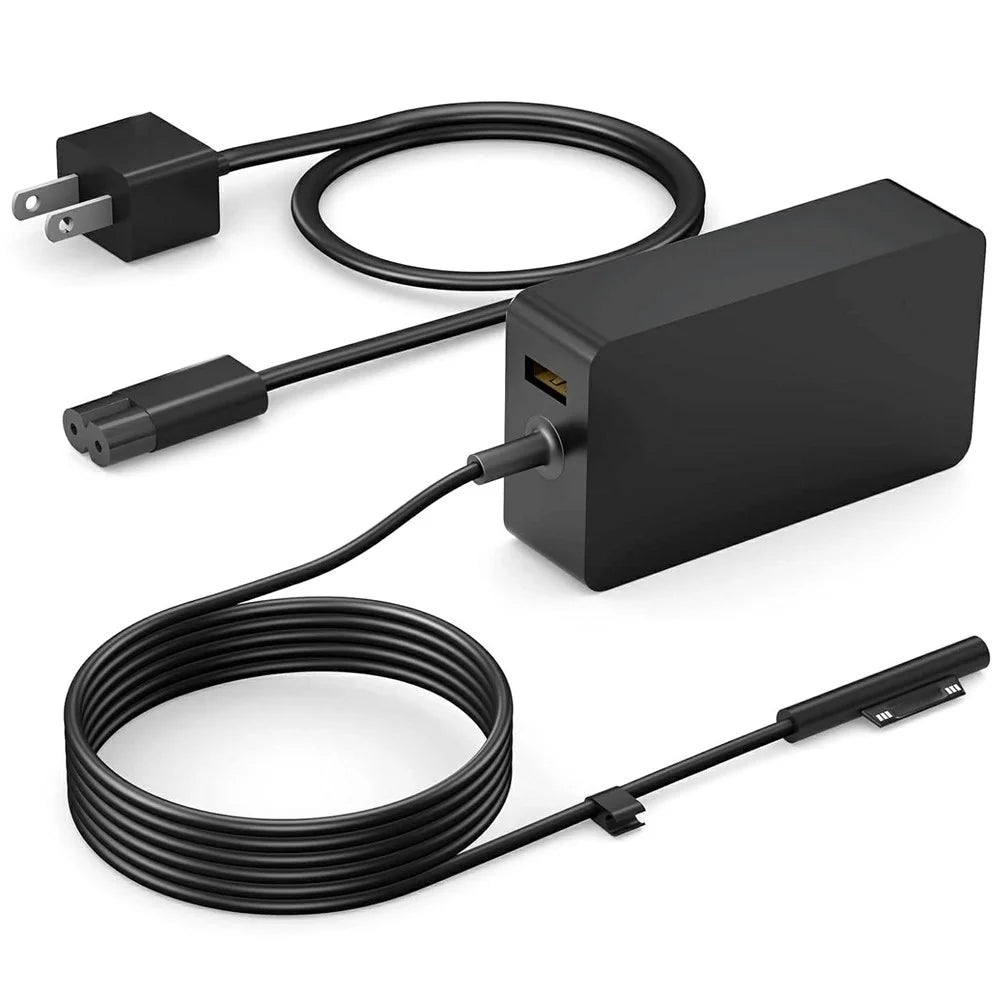 44W Laptop Charger for Microsoft Surface Pro 3 / 4 / 5 / 6 / 7 15V / 2.58A Power Adapter with 5V / 1A USB Port - US Plug - 1