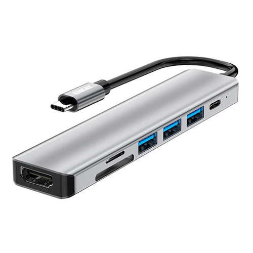 ENKAY HAT PRINCE Type-C Hub to 4K HD Video Output+PD Port+2xMemory Card Reader Slots+2xUSB 2.0 Ports+USB 3.0 Port Compatible for Laptops and Other Type C Devices - 1